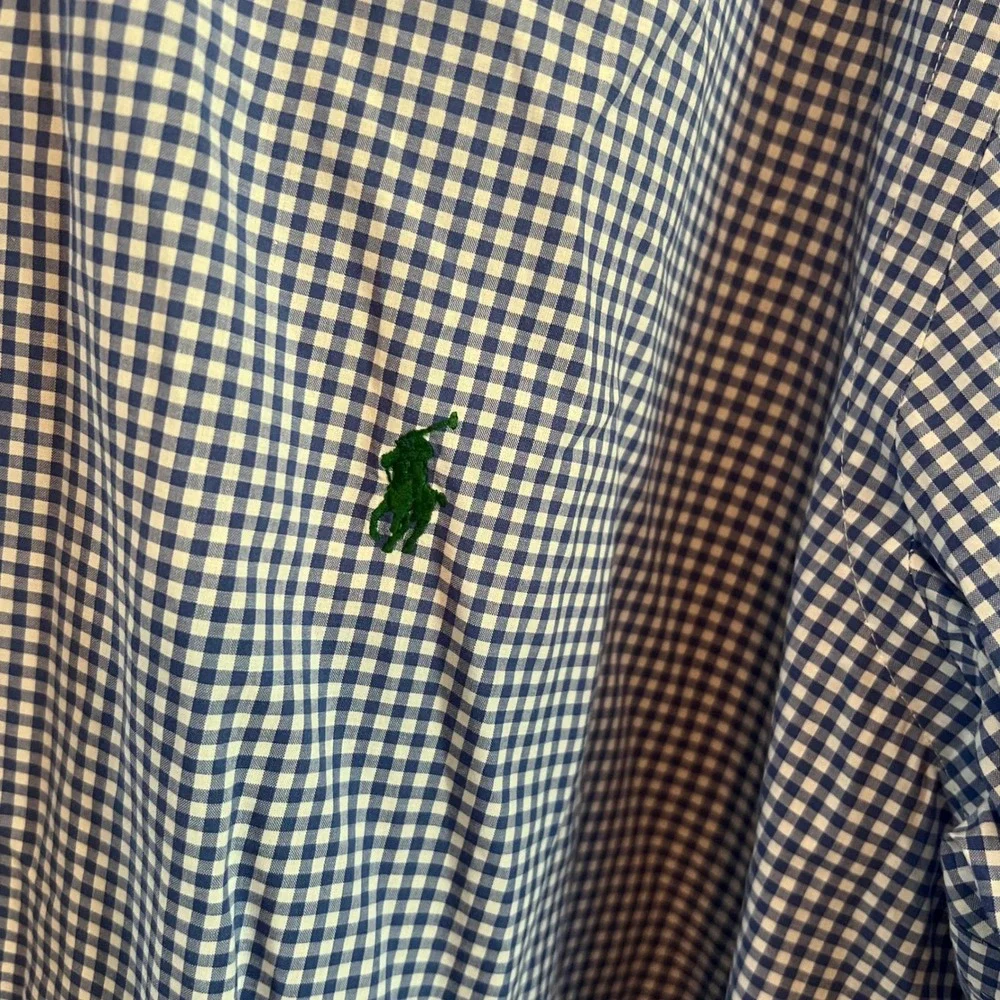 Polo Ralph Lauren Mens XLT Tall Blue Gingham Button Down Shirt Classic Fit